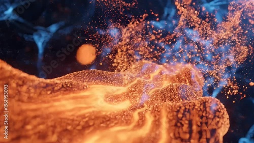 Vivid Abstract Molecular Network of Energetic Orange Light.