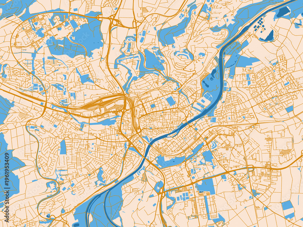 Obraz premium Cartographic city illustration of Ulm, Germany
