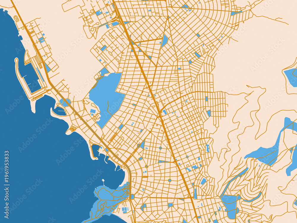 Fototapeta premium City cartography of Glyfada, Greece