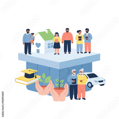 Diverse People Standing Together Illustration.