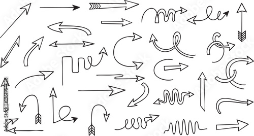 Mega Collection of Hand-Drawn Sketchy Arrow Doodle Vector Icons