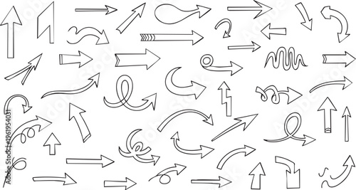 Mega Collection of Hand-Drawn Sketchy Arrow Doodle Vector Icons