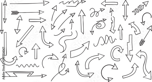 Mega Collection of Hand-Drawn Sketchy Arrow Doodle Vector Icons