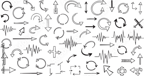 Hand-Drawn Sketchy Arrow Doodle and Swirl Vector Collection