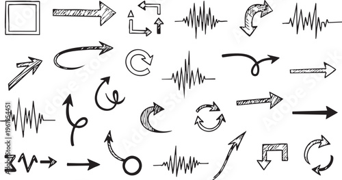 Hand-Drawn Sketchy Arrow Doodle and Swirl Vector Collection
