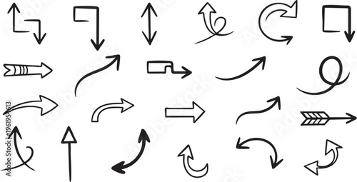 Hand-Drawn Outline Arrow Doodle Vector Set for Presentation Design