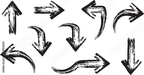 Hand-Drawn Grunge Brush Arrow Doodle Vector Set