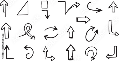 Hand-Drawn Outline Arrow Doodle Vector Set for Presentation Design