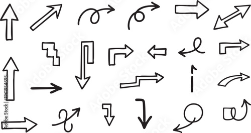 Hand-Drawn Outline Arrow Doodle Vector Set for Presentation Design