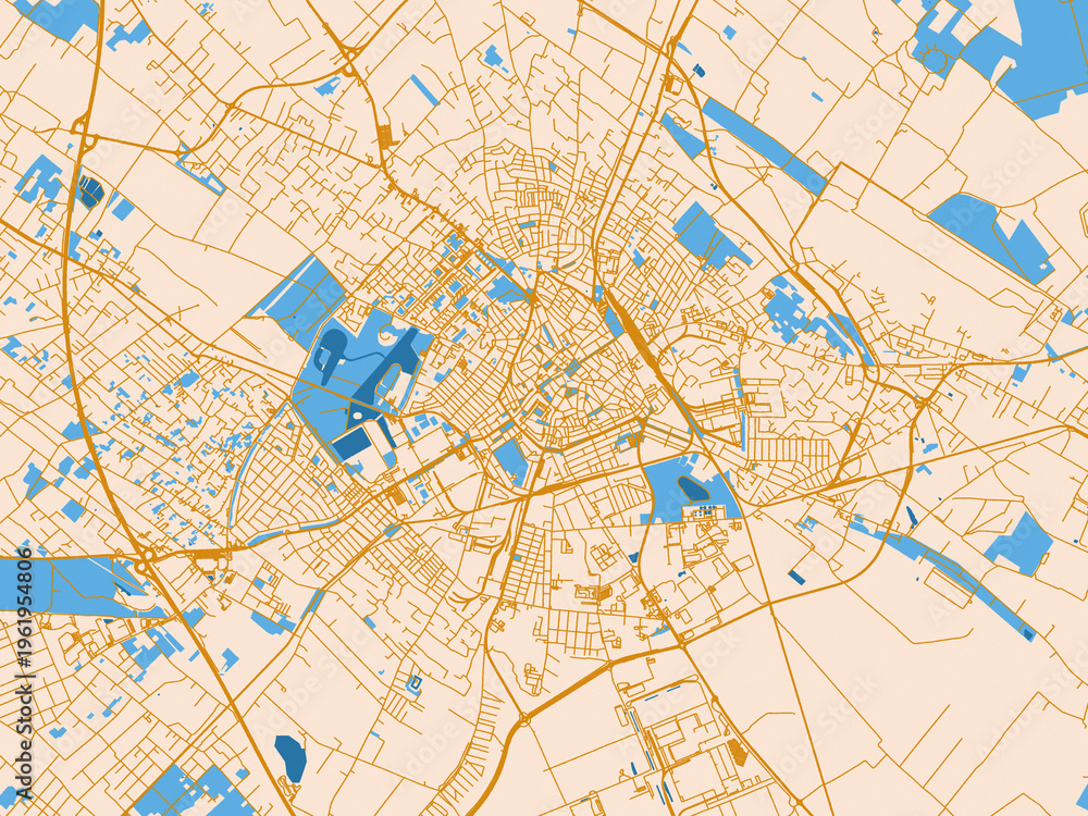 Fototapeta premium Cartographic city illustration of Kecskemet, Hungary