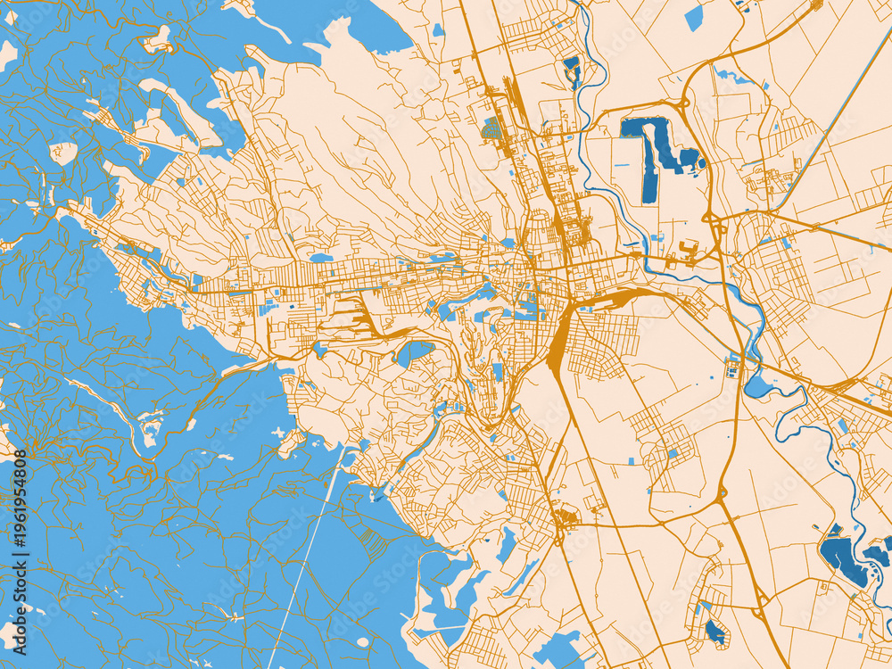 Fototapeta premium City street layout of Miskolc, Hungary
