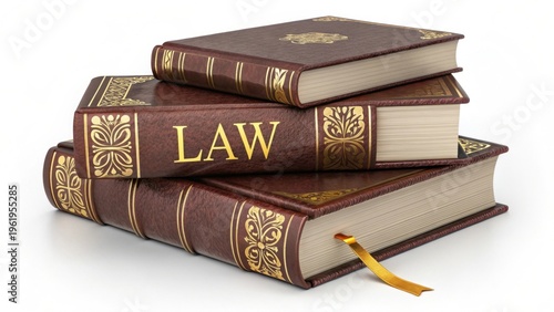 Stack of law books with gold accents