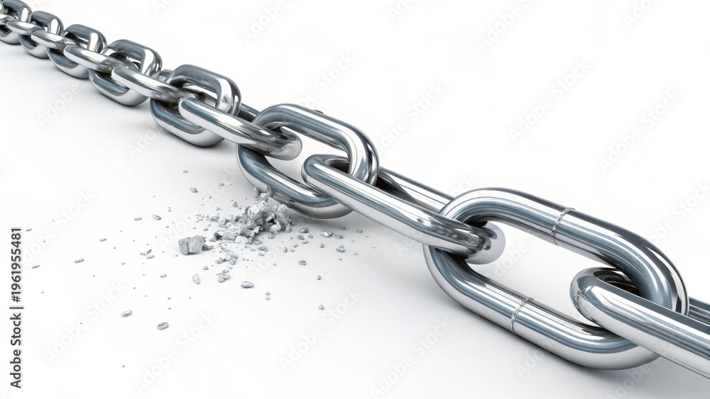 Fototapeta premium Broken metal chain on white background
