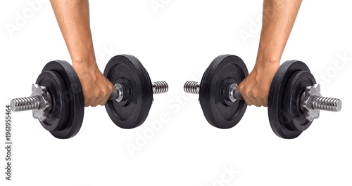 Tableau sur toile Hand holding adjustable dumbbell for fitness and exercise
