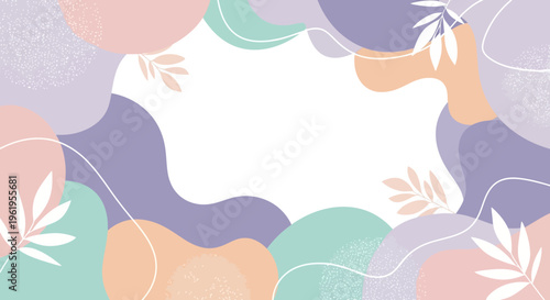 A colorful abstract background with leaves and shapes
