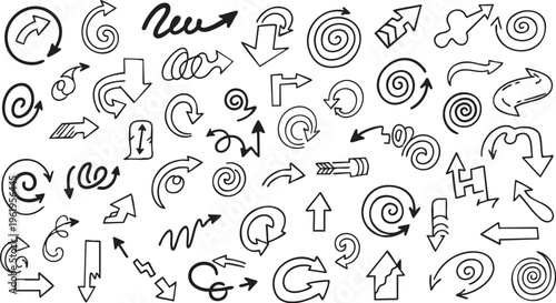 Hand-Drawn Vintage Arrow Doodle Collection Vector Set