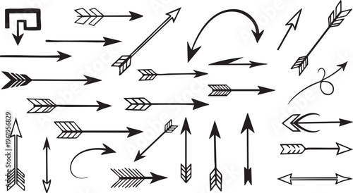 Hand-Drawn Vintage Arrow Doodle Collection Vector Set