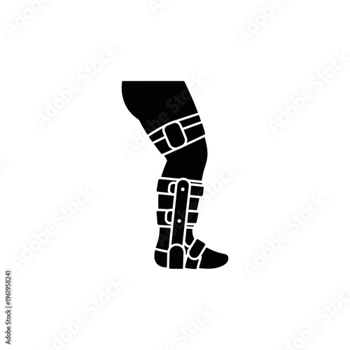 Black Silhouette of Prosthetic Leg with Straps