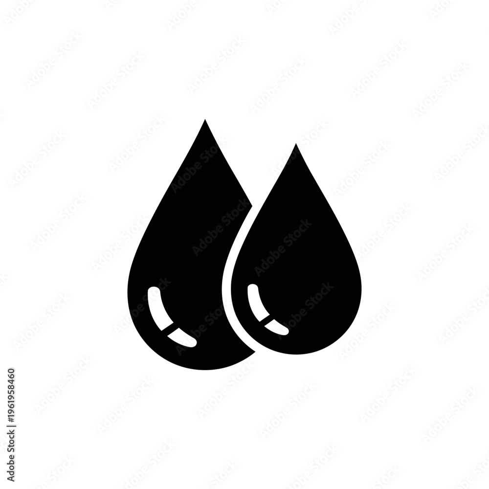 Fototapeta premium Simple Black Water Droplet Icon with Glossy Highlights