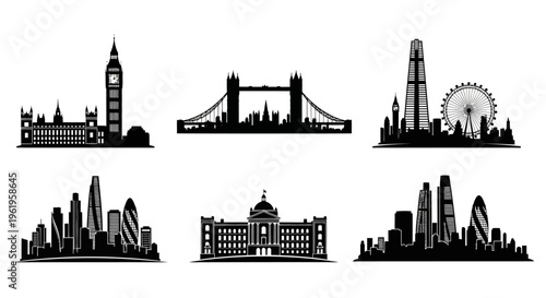 London Skyline Silhouette: Iconic Landmarks and Modern Architecture Collection
