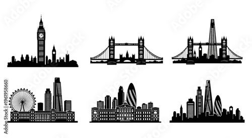 London Skyline Silhouette - Iconic Landmarks Collection