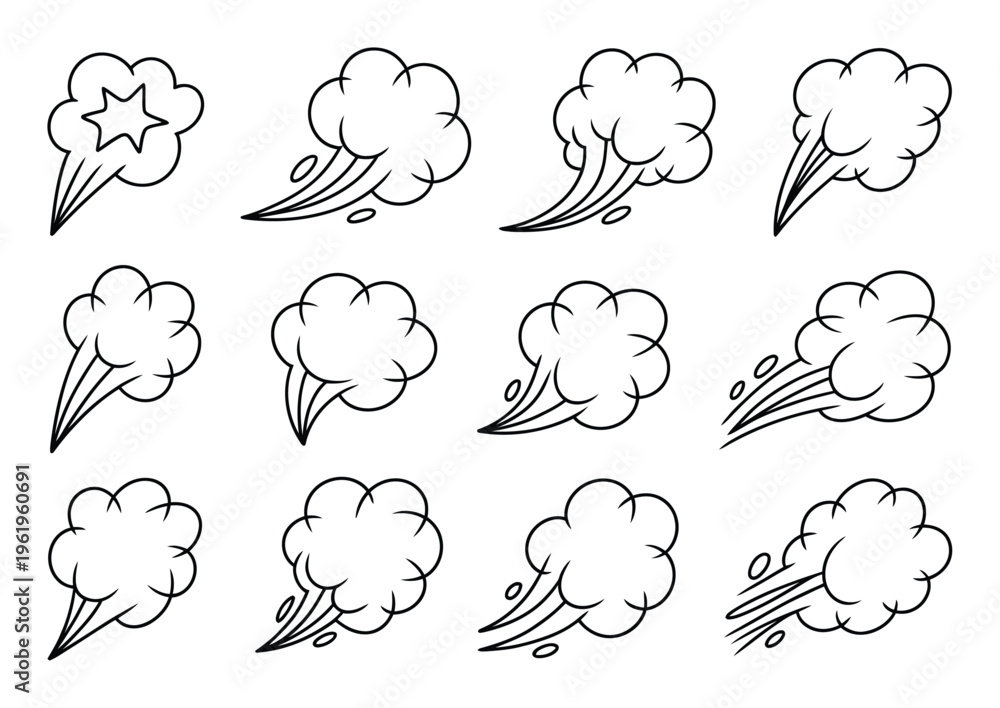 Obraz premium Cartoon Cloud Vector Illustration Set
