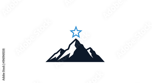 Mountain peak with a shining star.