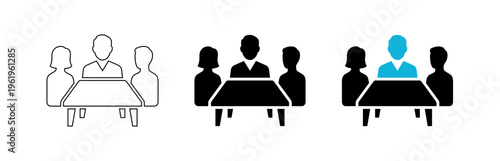 Minimalist Meeting Icon Set for Business Team Collaboration and Corporate Management Office Workspace