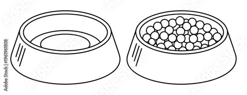 Pet Food Bowls Vector Illustration