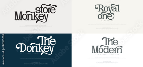 Elegant beauty font alphabet logo. Typography beautiful fashion elegant classic letters serif italic fonts wedding vintage retro minimal logos.