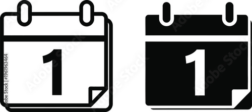 Black and white calendar icons for organization and planning