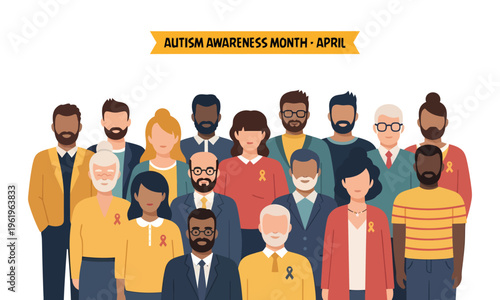 Diverse group of people illustration with various professions and ethnicities