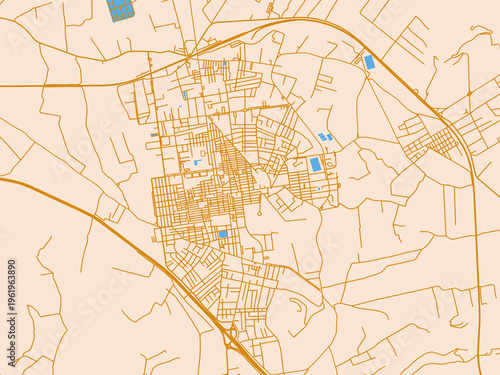 Fotografie City map of Bagheria, Italy — warm cream background with golden road lines and b