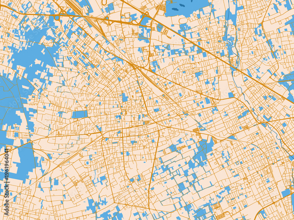 Fototapeta premium City map of Busto Arsizio, Italy – gold and blue map palette