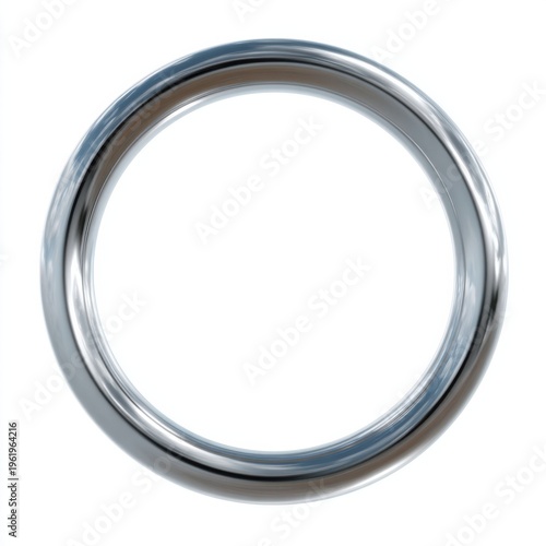 Shiny silver ring on white background