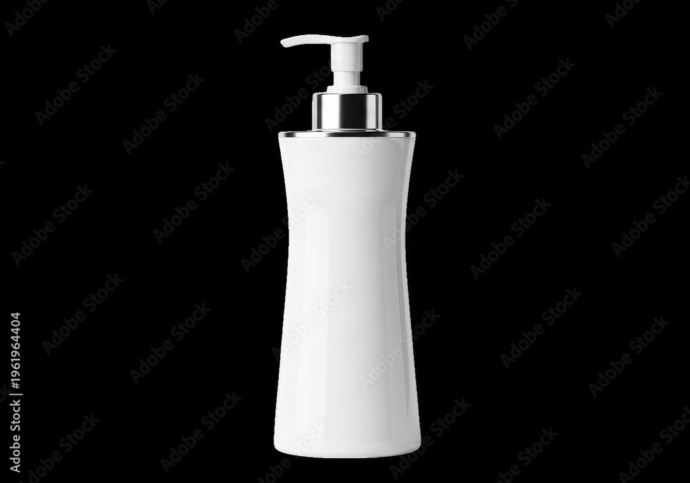 Obraz premium White soap dispenser bottle with silver pump isolated on transparent background