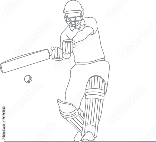 A skilled cricket batsman in full gear, helmet, gloves, and pads, vigorously hitting a fast-approaching ball with his bat during an intense match, showcasing dynamic sporting action and precision.