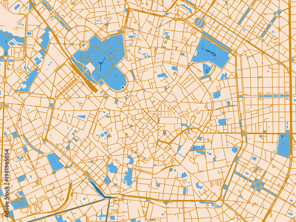 Obraz premium City map of Milan Cetro, Italy – gold and blue map palette