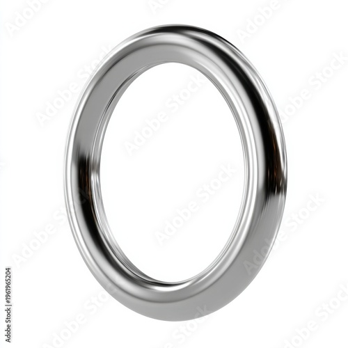 Sleek metallic ring with polished silver finish