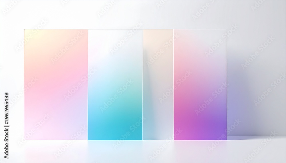 Fototapeta premium Soft pastel gradient glassmorphism panels for modern design backgrounds