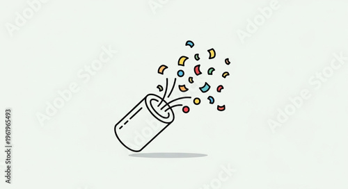 Hand-Drawn Celebration - Confetti Exploding from a Party Popper.