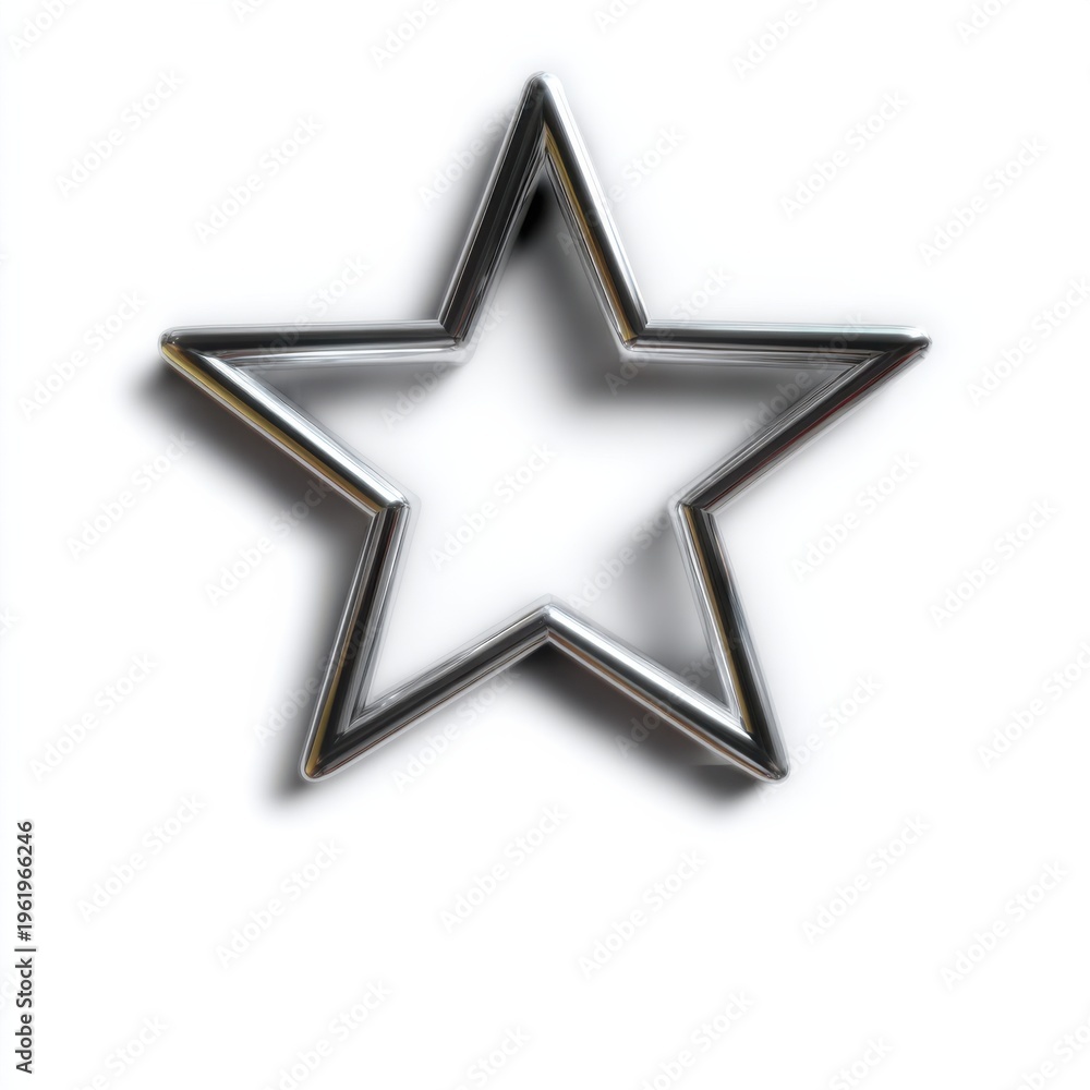 Obraz premium Metallic star outline on white background