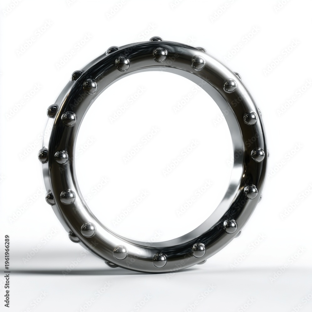 Obraz premium Chrome ball bearing ring on white background