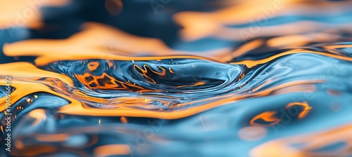 Abstract Water Ripples with Glowing Orange Reflections, Creative Modern Design Background Art