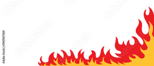Red and yellow fiery flame border design for hot background decoration.