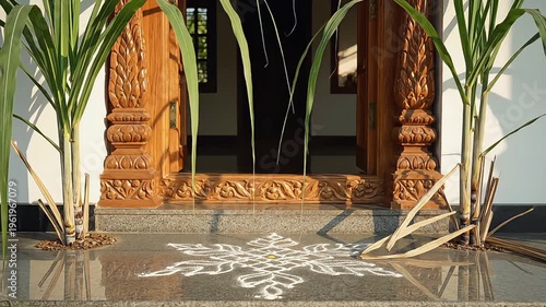 Wallpaper Mural Minimal Rural House Entrance Decorated Lightly for Pongal Torontodigital.ca