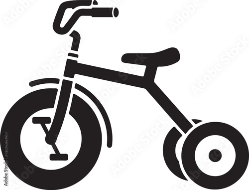 Tricycle icon for kids toy vehicle with three wheels and a seat  simple design
