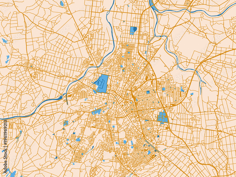 Fototapeta premium Graphic city map artwork of Hirosaki, Japan
