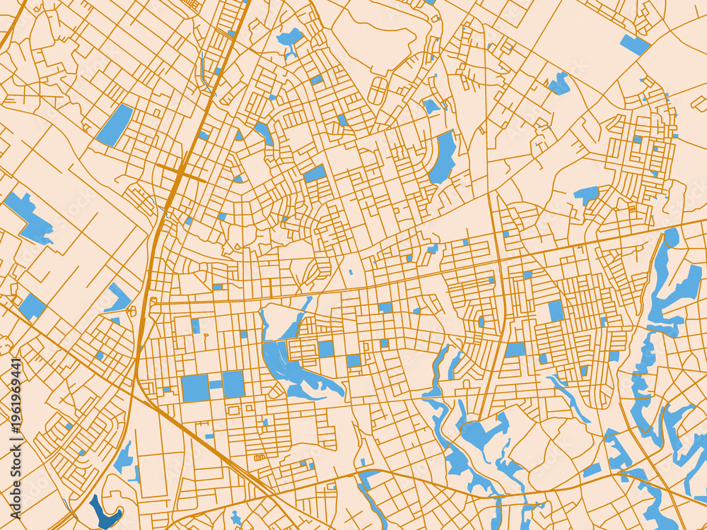 Naklejka premium City layout poster — Hitachi-Naka, Japan – cream map with golden roads