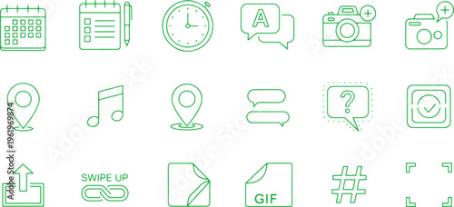 Collection of icons representing various app and digital features